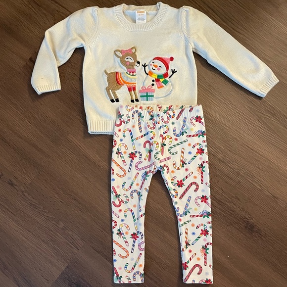 Gymboree Christmas Reindeer & Snowman Appliqué Sweater & Legging Set (18-24m) - Picture 5 of 7